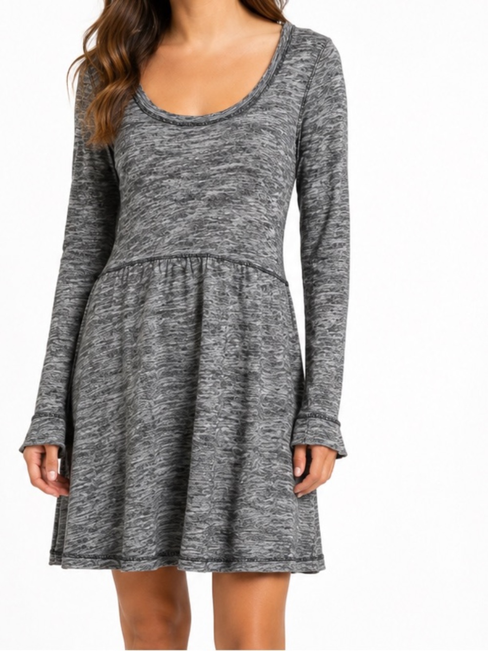 Anthropologie Saturday Sunday Gray Striped Cotton Swing Dress Large